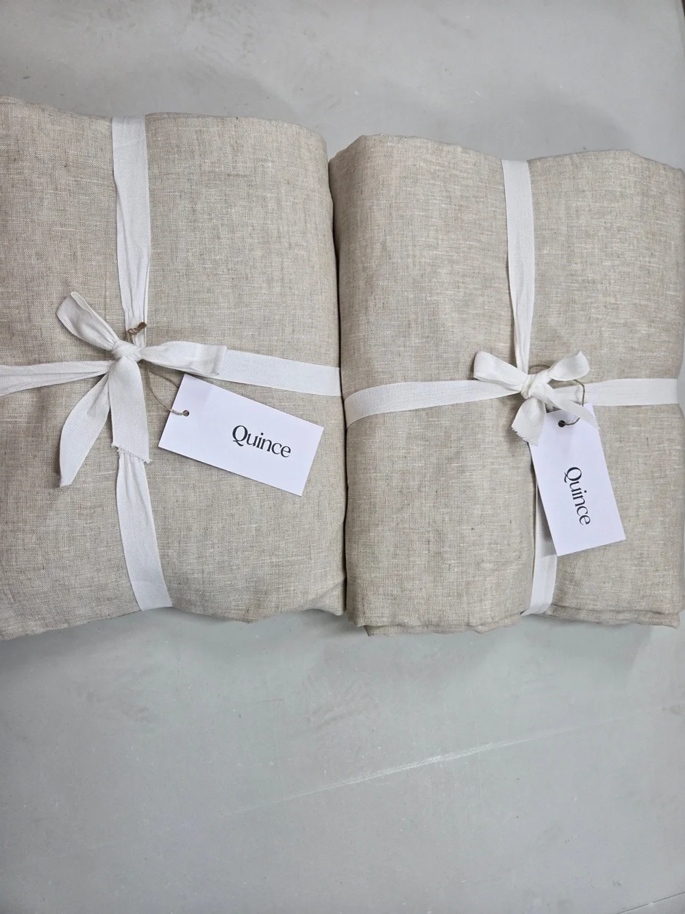 NWT QUINCE Set Of 2 48x108 European Linen True Blackout Curtains Flax 0039